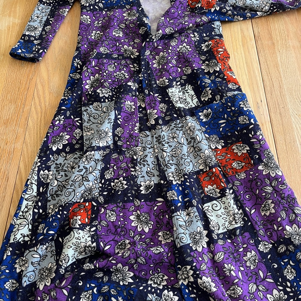 Size XS Lularoe Sarah style cardigan multicolor patchwork like pattern